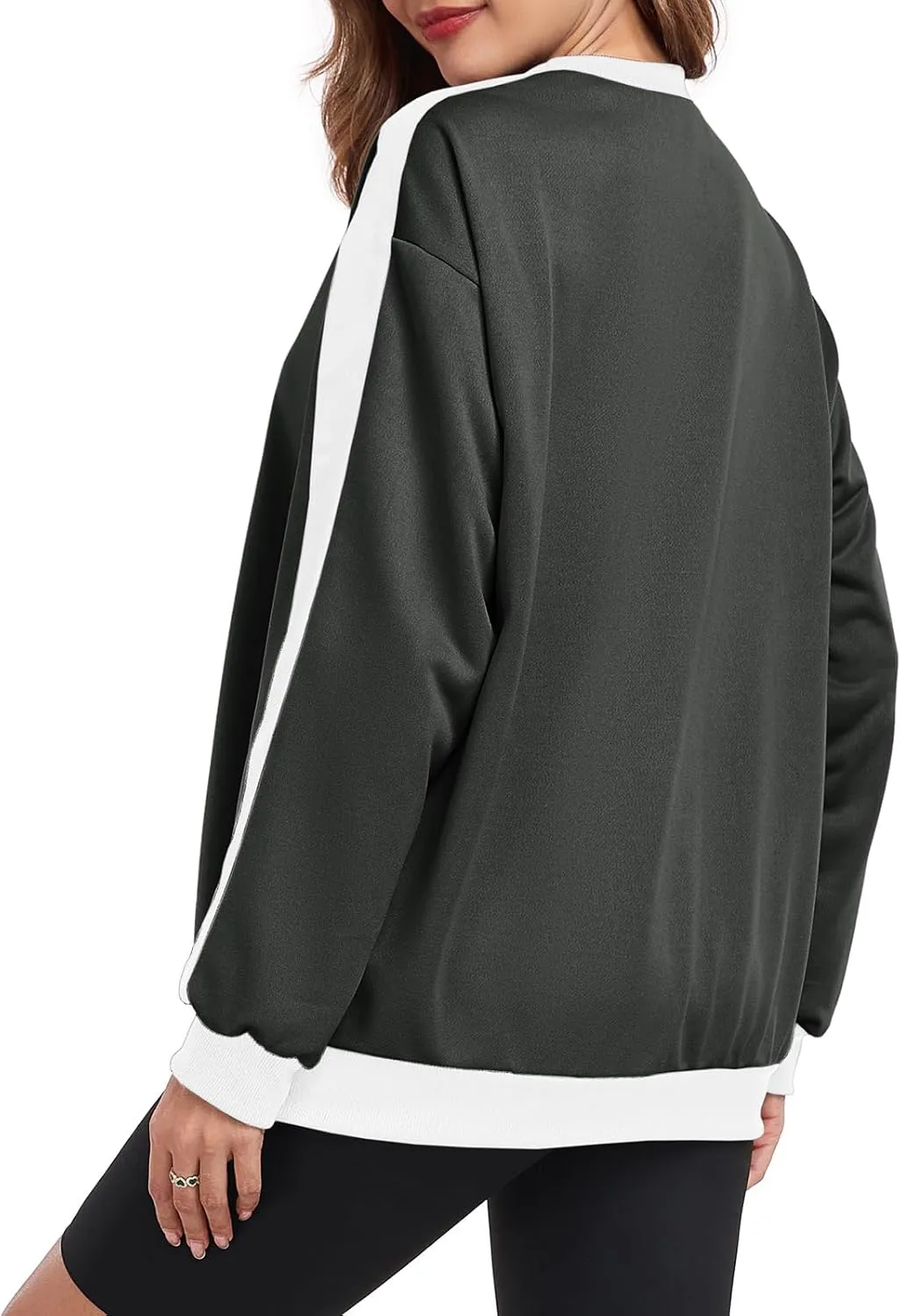 Womens Oversized Crewneck Sweatshirt Hoodies Long Sleeve Color Block Tops Lightweight Pullover Fall Clothes 2024