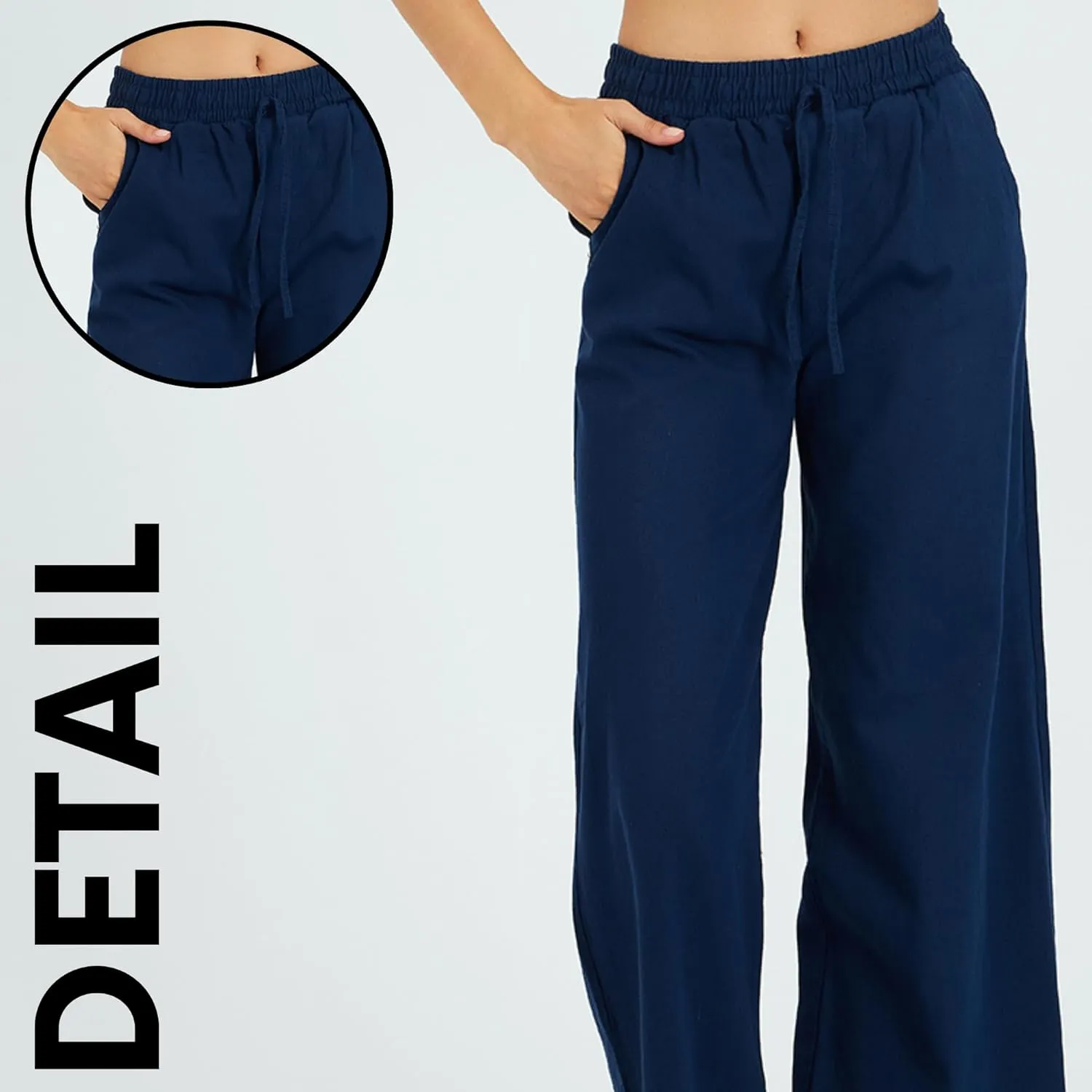 Womens Pants | High-Waisted Wide-Leg Elastic Waist Long Trousers Skirts | Casual Women's Relaxed Outfits