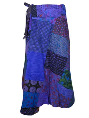 Womens Patchwork Wrap Skirt, Blue Magic Skirts One size
