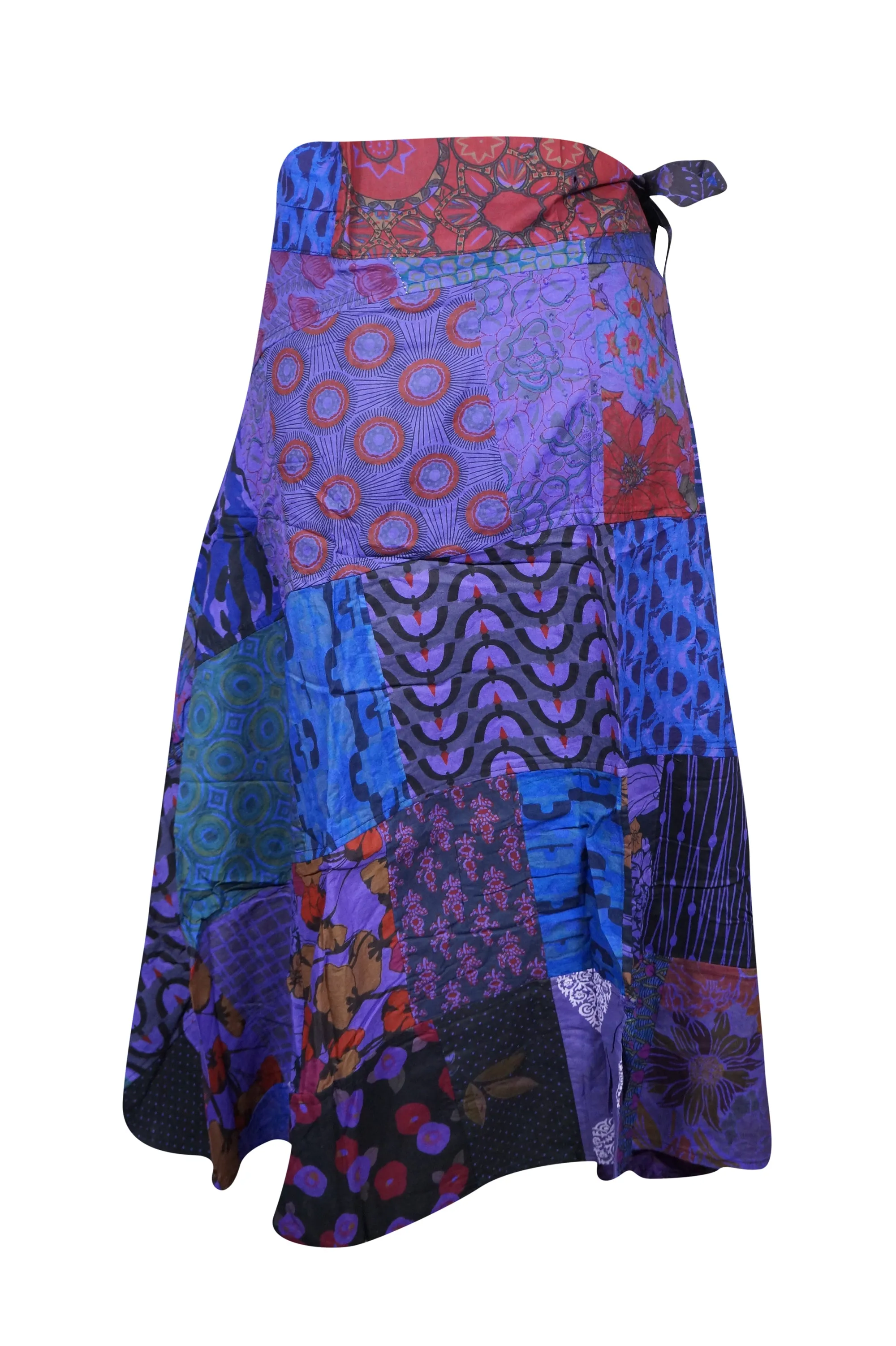 Womens Patchwork Wrap Skirt, Blue Magic Skirts One size