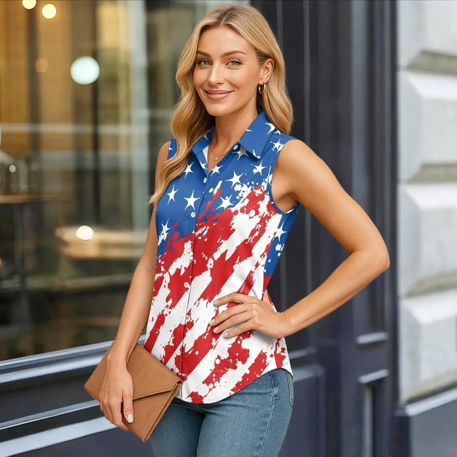 Women's Sleeveless Golf Shirts Quick Dry Casual Button Down Athletic Tank Tops Workout Blouse T Shirt