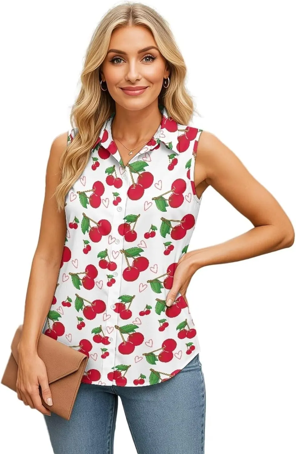 Women's Sleeveless Shirts Quick Dry Button Down Athletic Tank Tops Workout Blouse S-5XL