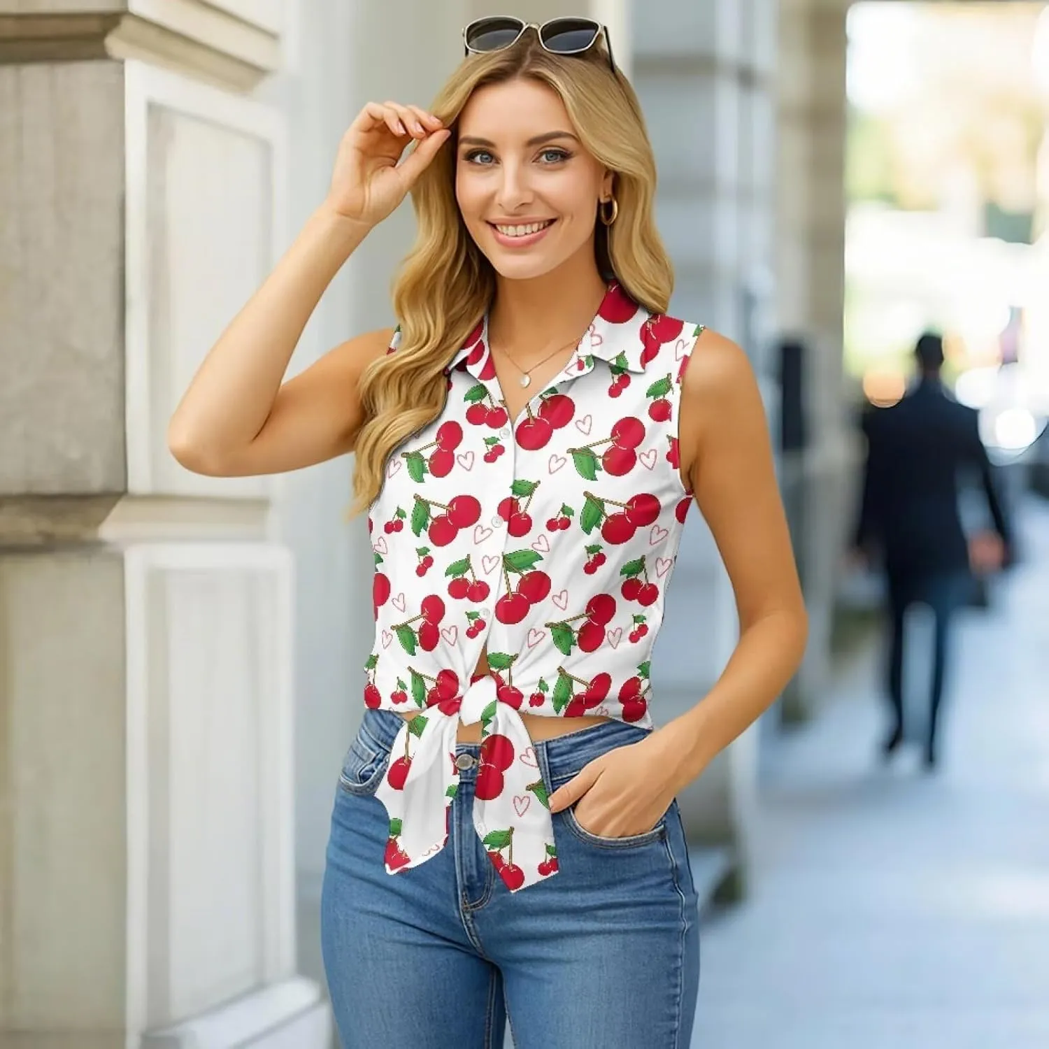 Women's Sleeveless Shirts Quick Dry Button Down Athletic Tank Tops Workout Blouse S-5XL
