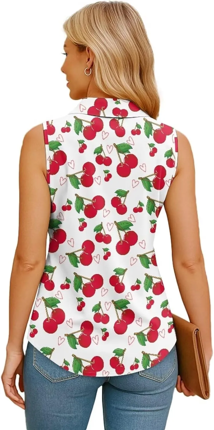 Women's Sleeveless Shirts Quick Dry Button Down Athletic Tank Tops Workout Blouse S-5XL