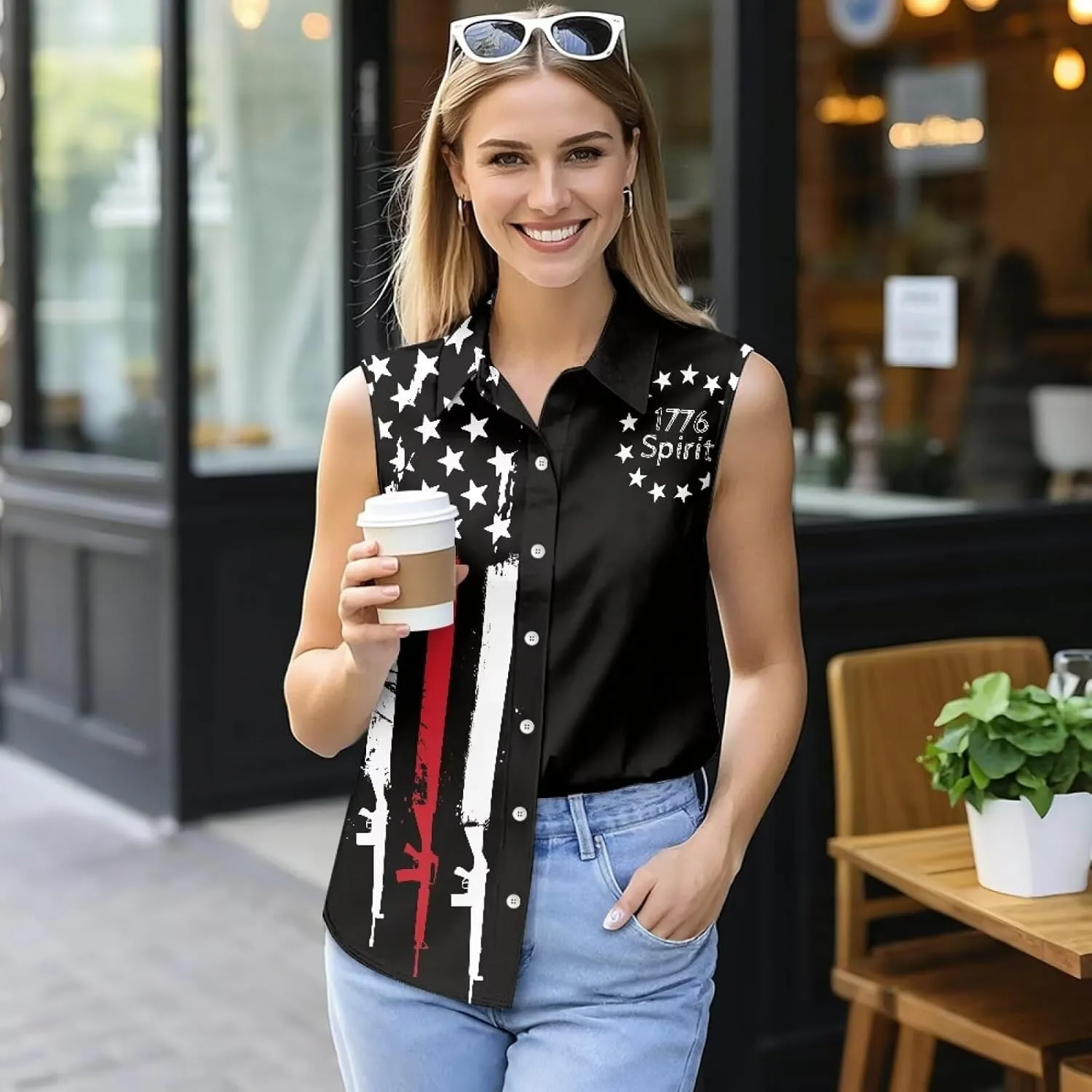 Women's Sleeveless Shirts Quick Dry Button Down Athletic Tank Tops Workout Blouse S-5XL