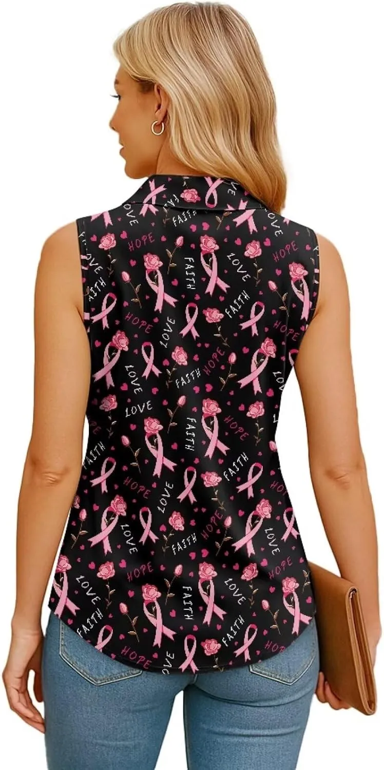 Women's Sleeveless Shirts Quick Dry Button Down Athletic Tank Tops Workout Blouse S-5XL