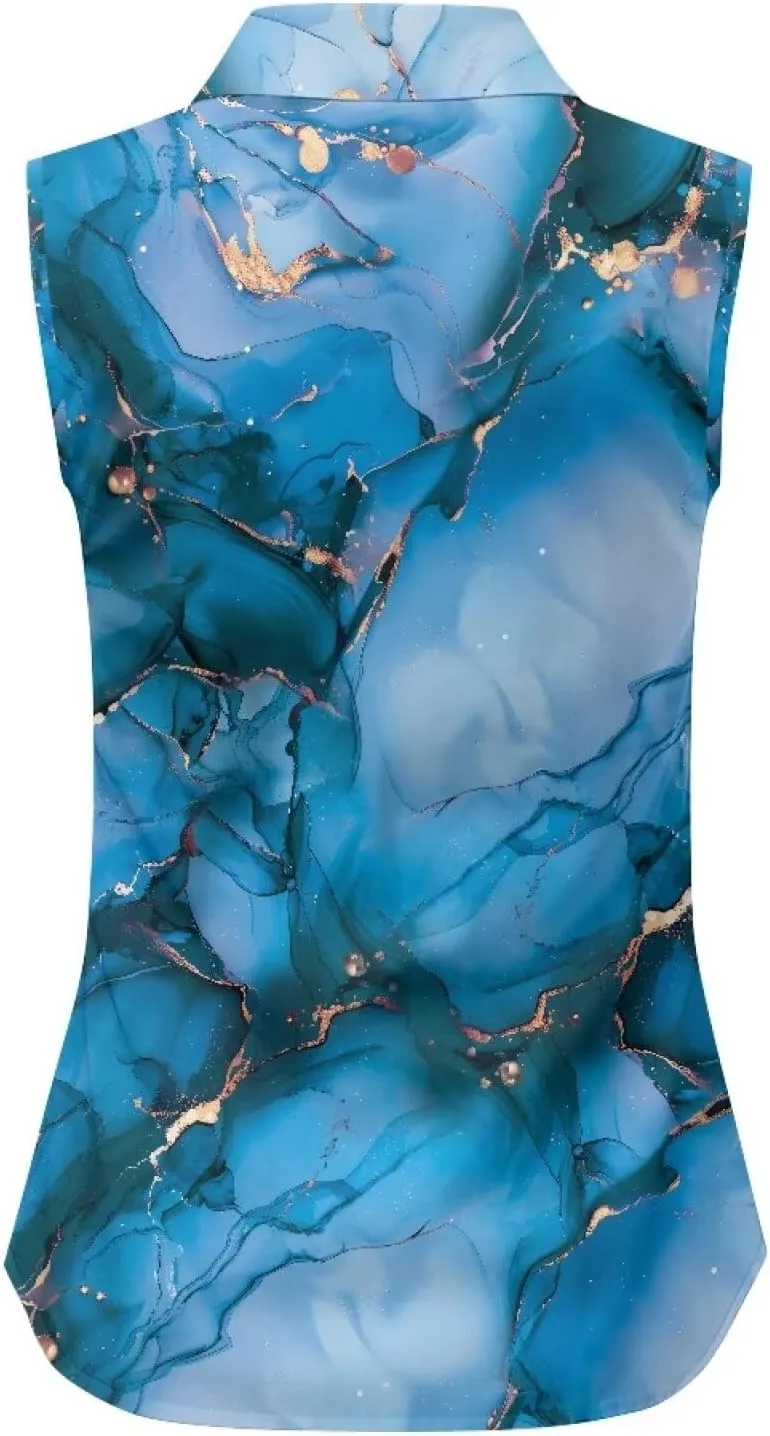 Women's Sleeveless Shirts Quick Dry Button Down Athletic Tank Tops Workout Blouse S-5XL