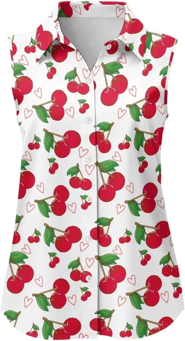 Women's Sleeveless Shirts Quick Dry Button Down Athletic Tank Tops Workout Blouse S-5XL