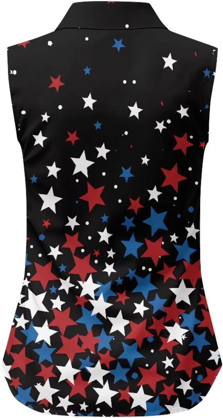 Women's Sleeveless Shirts Quick Dry Button Down Athletic Tank Tops Workout Blouse S-5XL