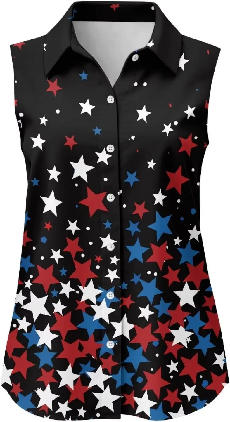 Women's Sleeveless Shirts Quick Dry Button Down Athletic Tank Tops Workout Blouse S-5XL