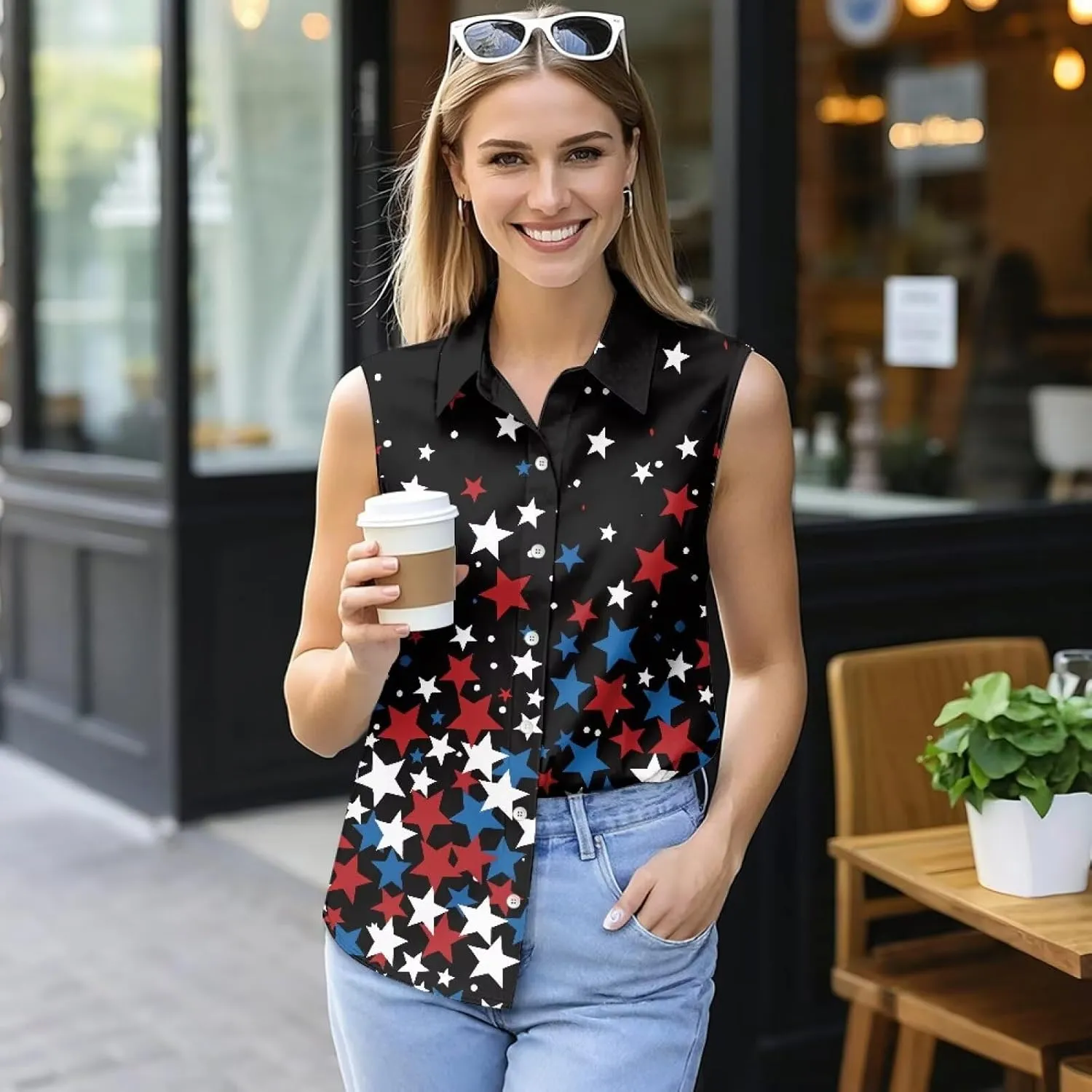 Women's Sleeveless Shirts Quick Dry Button Down Athletic Tank Tops Workout Blouse S-5XL