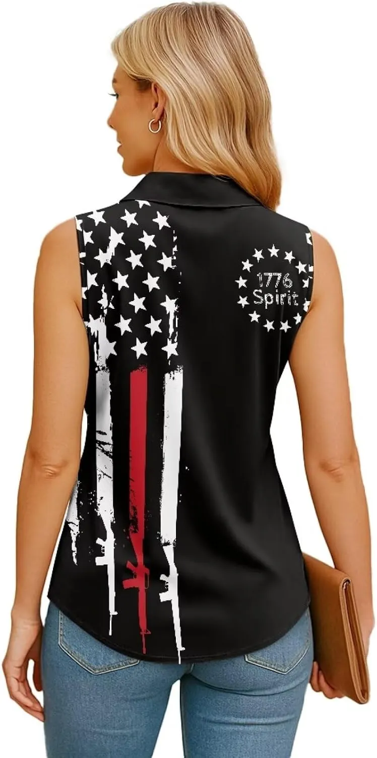 Women's Sleeveless Shirts Quick Dry Button Down Athletic Tank Tops Workout Blouse S-5XL