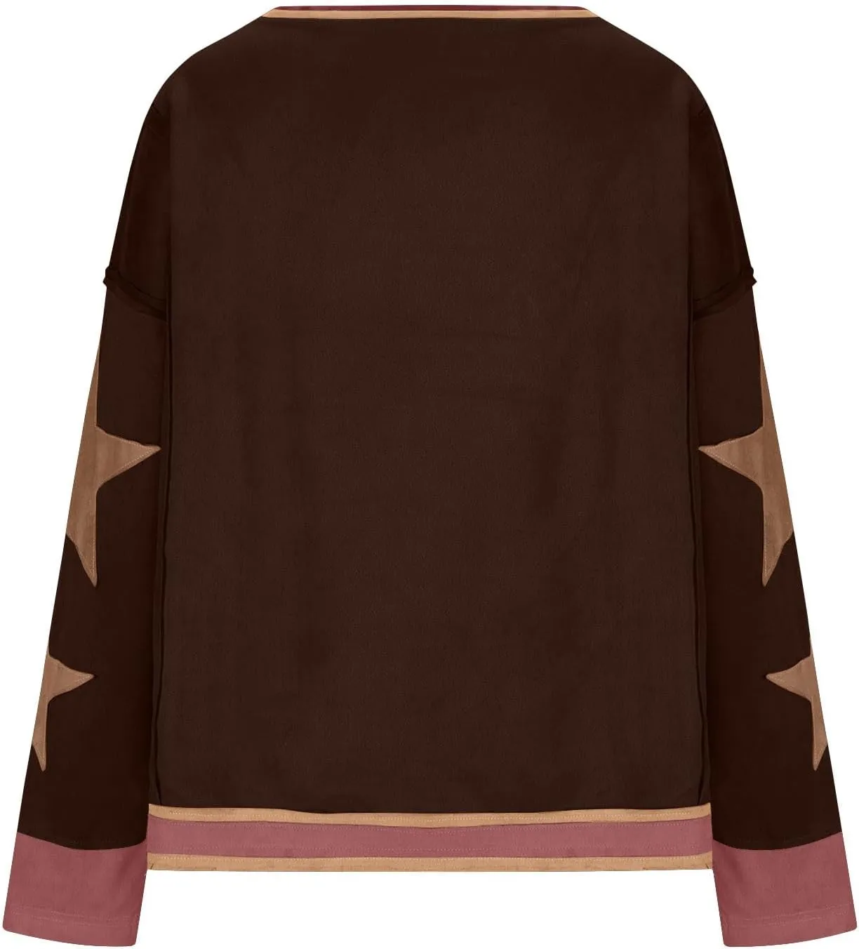 Womens Star Oversized Sweatshirt Crewneck Drop Shoulder Pullover Long Sleeve Shirts Tops Y2K Cute Trendy Clothes