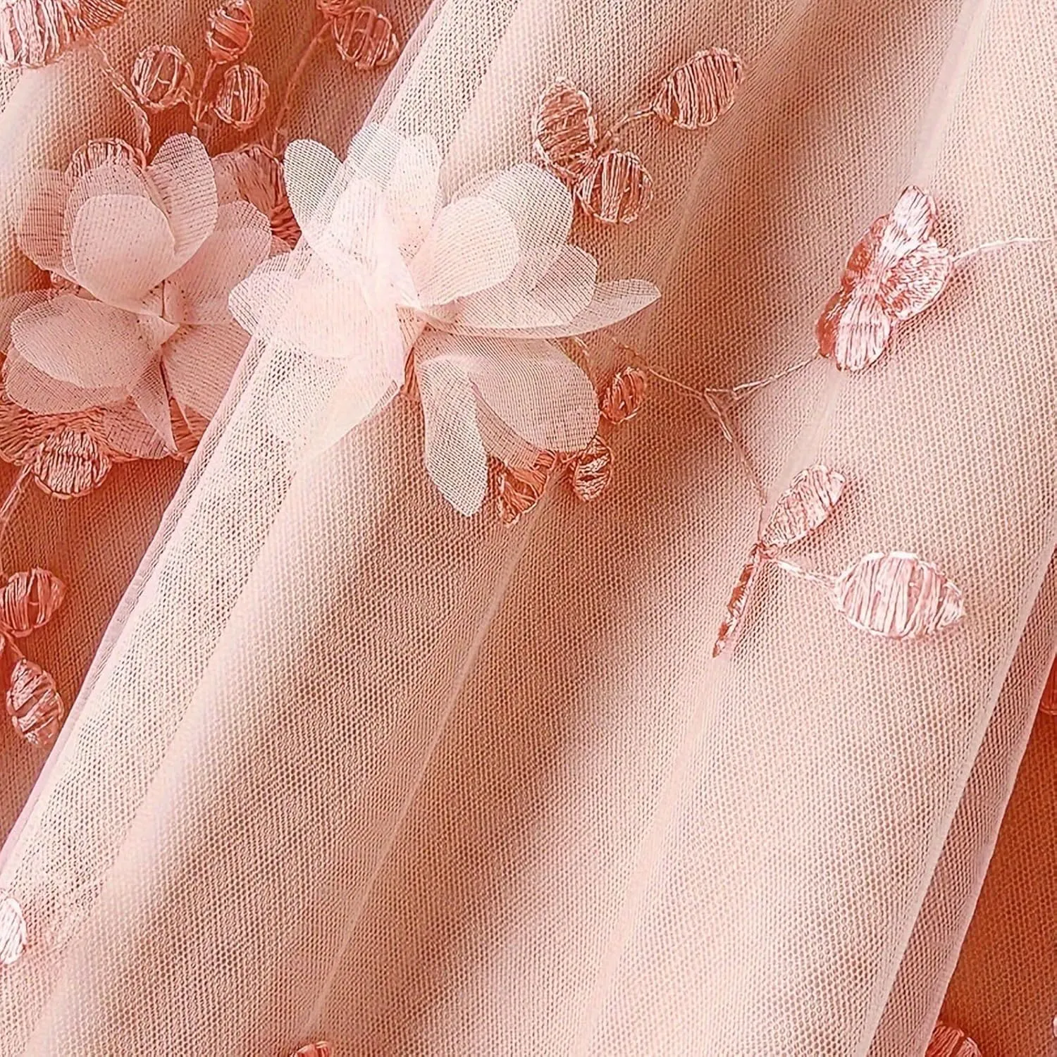 Women's Trendy Midi Tulle Skirt Elastic High Waist Skirts Floral Embroidery Layered Print Mesh A-line Swing Midi Skirt