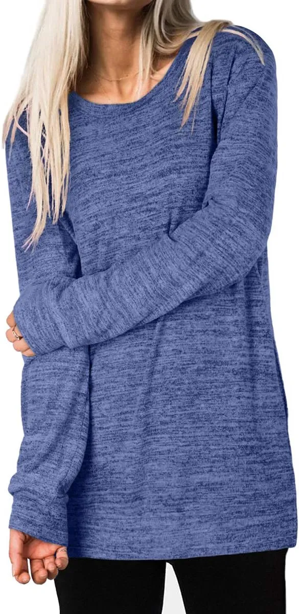 XIEERDUO Womens Casual Sweatshirts Long Sleeve Shirts Oversized With Pocket Tunic Tops S-3XL