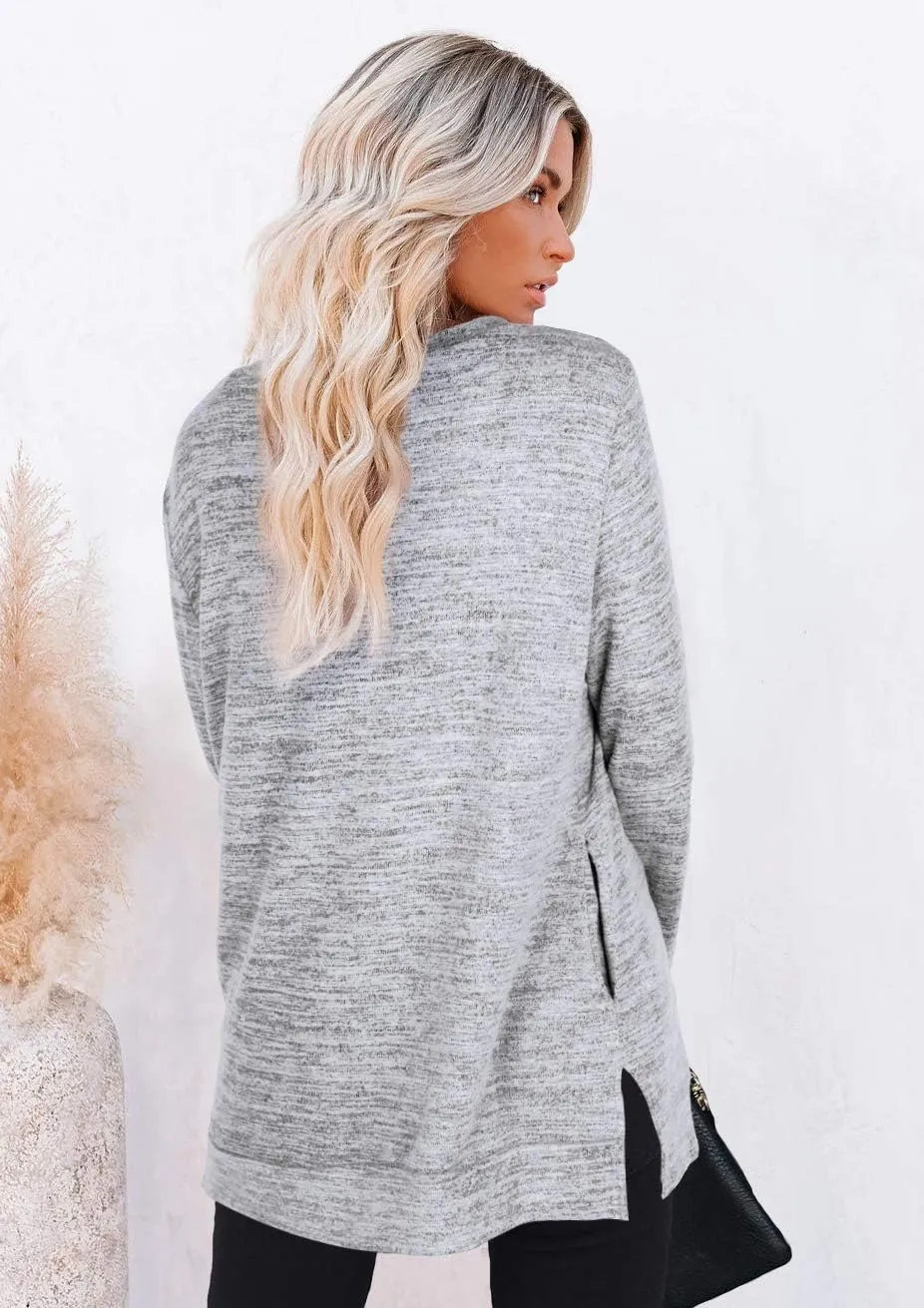 XIEERDUO Womens Casual Sweatshirts Long Sleeve Shirts Oversized With Pocket Tunic Tops S-3XL