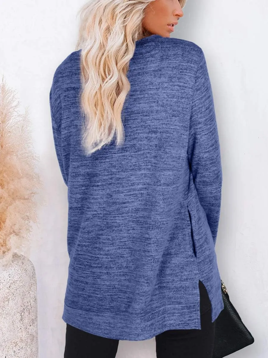 XIEERDUO Womens Casual Sweatshirts Long Sleeve Shirts Oversized With Pocket Tunic Tops S-3XL
