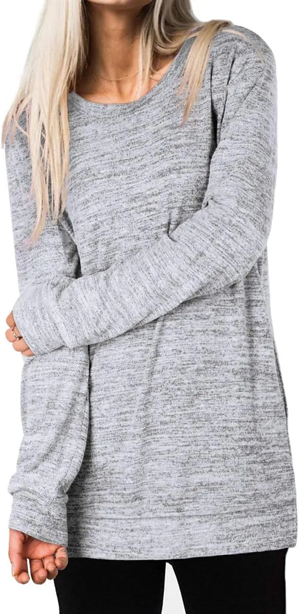 XIEERDUO Womens Casual Sweatshirts Long Sleeve Shirts Oversized With Pocket Tunic Tops S-3XL