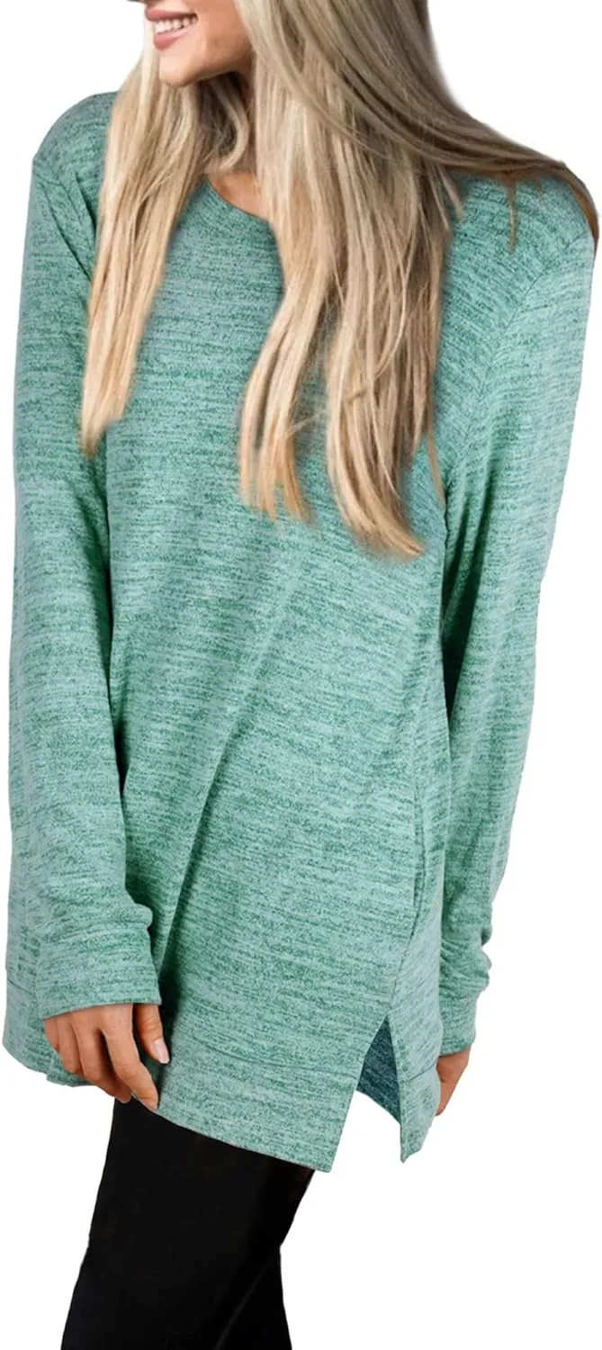 XIEERDUO Womens Casual Sweatshirts Long Sleeve Shirts Oversized With Pocket Tunic Tops S-3XL