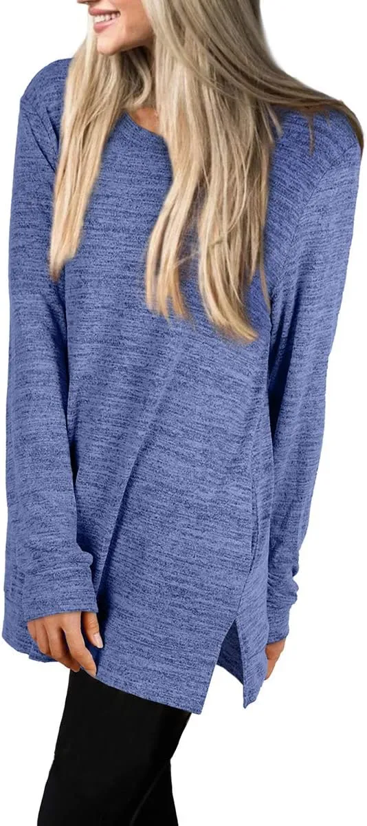 XIEERDUO Womens Casual Sweatshirts Long Sleeve Shirts Oversized With Pocket Tunic Tops S-3XL