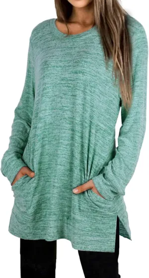 XIEERDUO Womens Casual Sweatshirts Long Sleeve Shirts Oversized With Pocket Tunic Tops S-3XL