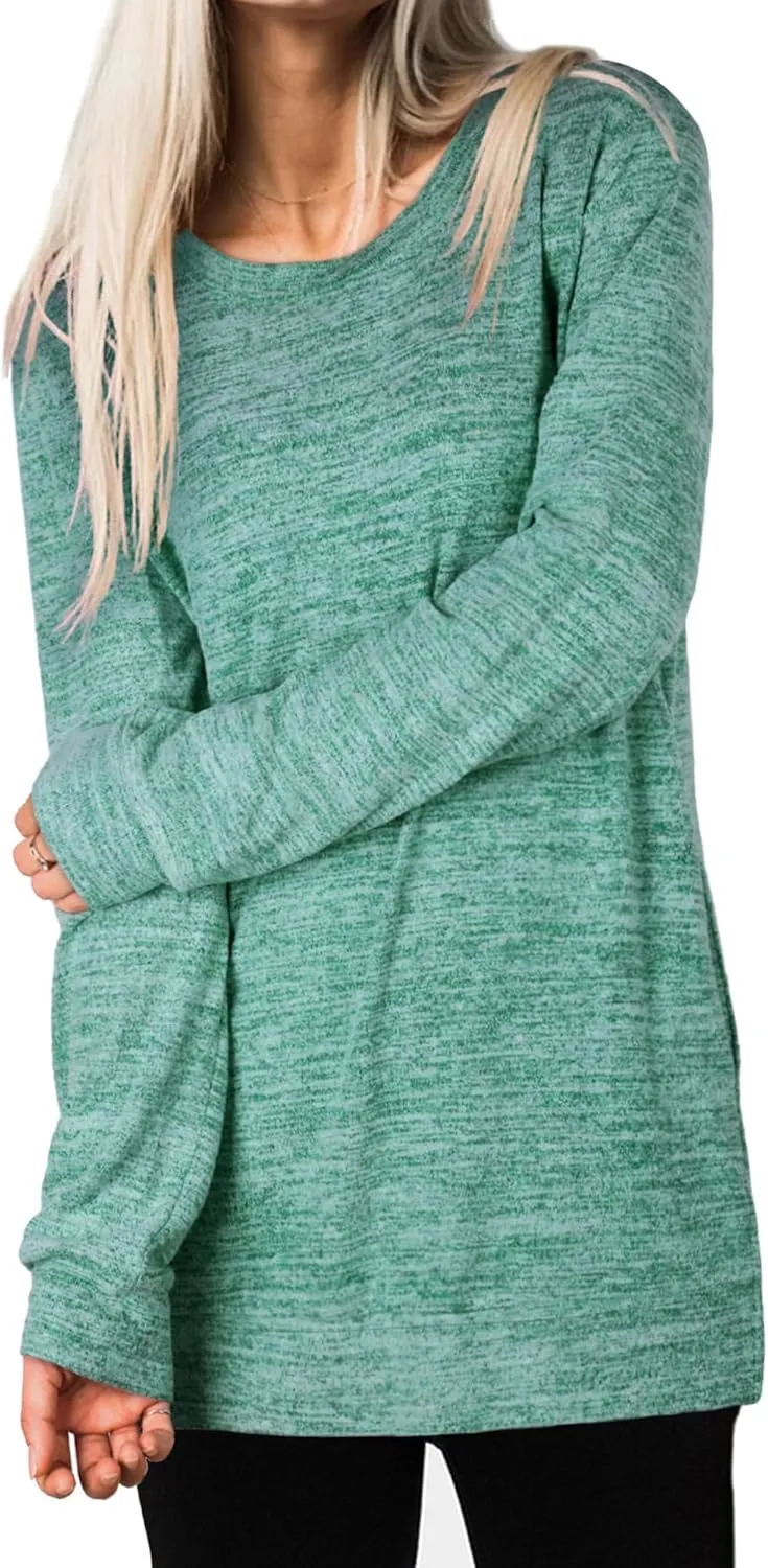 XIEERDUO Womens Casual Sweatshirts Long Sleeve Shirts Oversized With Pocket Tunic Tops S-3XL