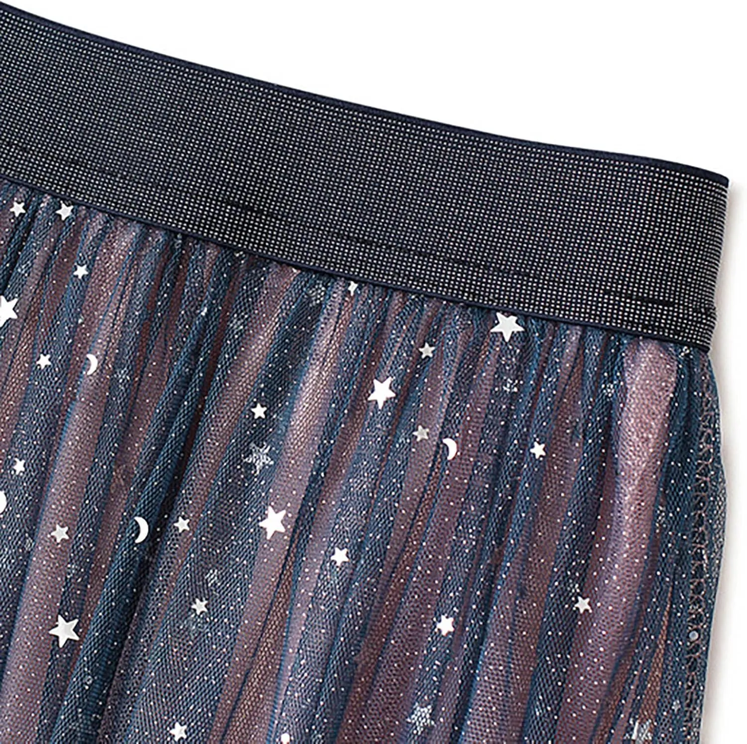 YOLAI Women Sequins Gradient Color Maxi Skirt Casual Pleated A Line Skirt High Waist Knee Length Skirt