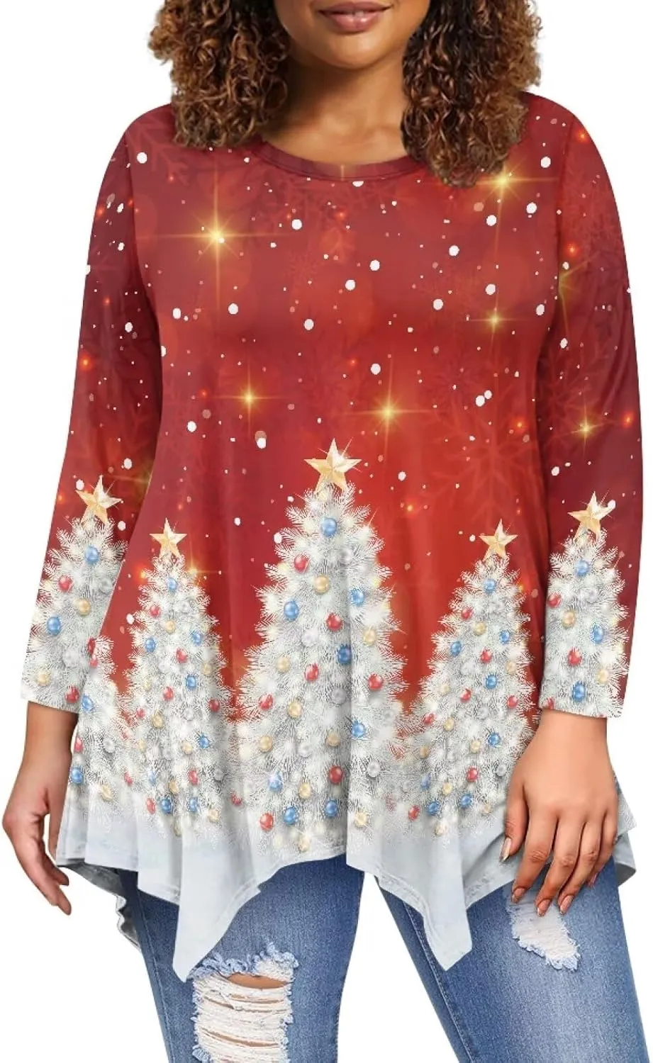Ystardream Plus Size Long Sleeve Tops Women Suitable for Causal Daily