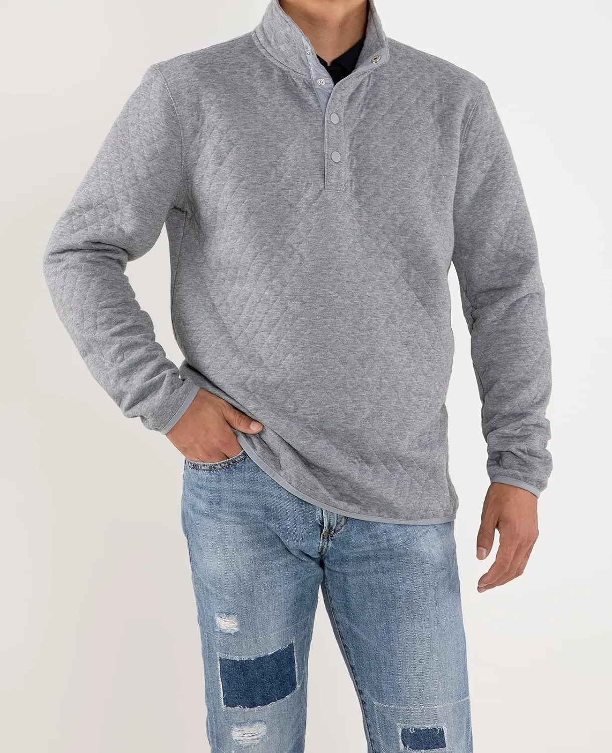 ZENTHACE Men's Ultra Soft Quilted 1/4 Snap Fleece Pullover Sweatshirt Jacket Long Sleeve Mountain Outdoor Shirt