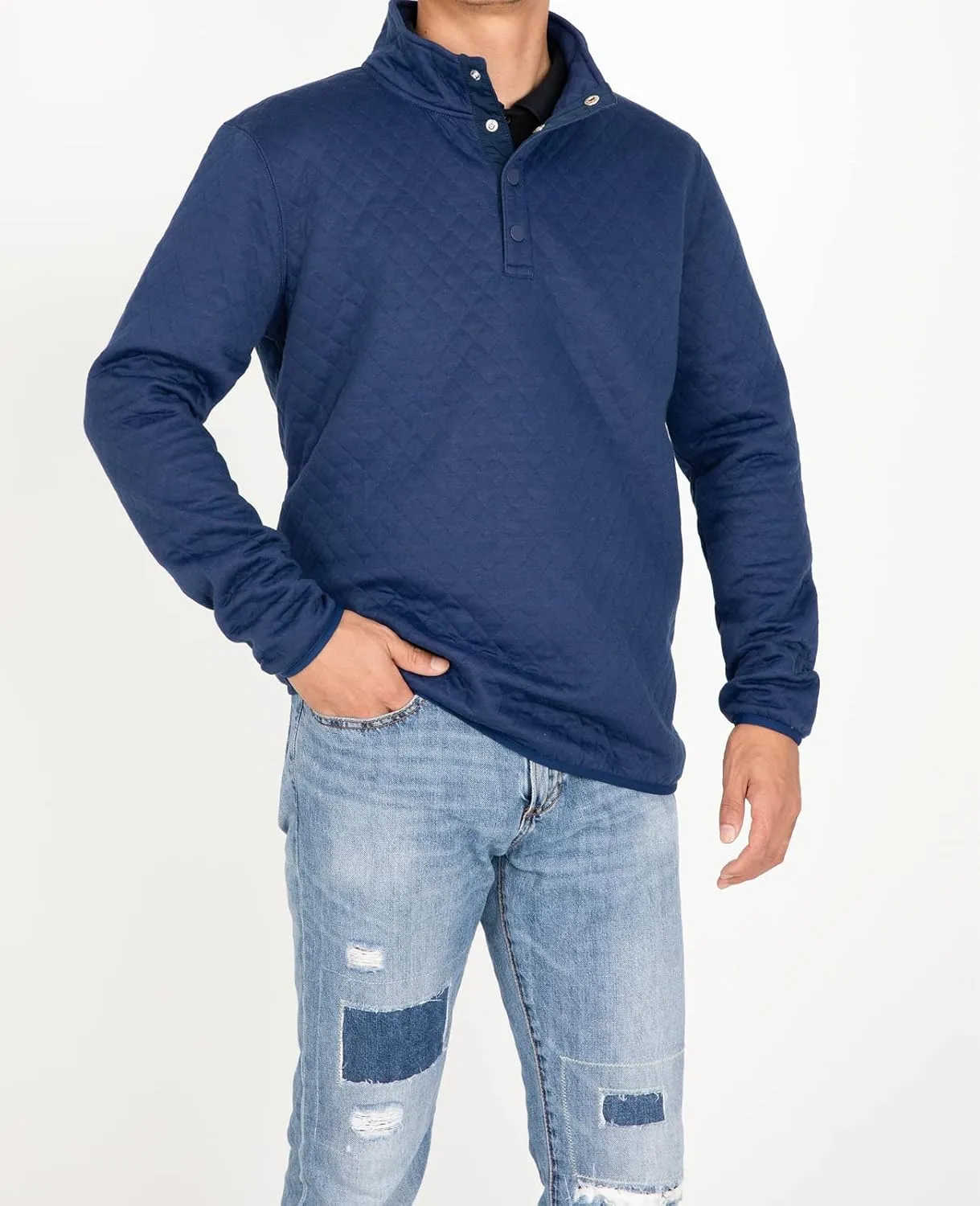 ZENTHACE Men's Ultra Soft Quilted 1/4 Snap Fleece Pullover Sweatshirt Jacket Long Sleeve Mountain Outdoor Shirt